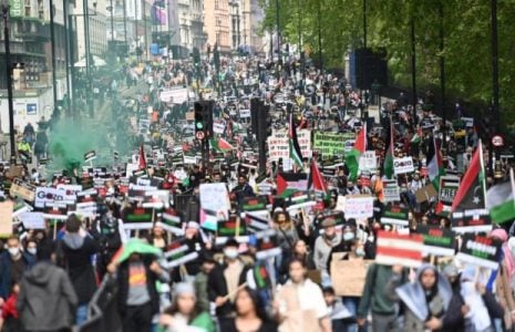 Palestina. Miles de personas marchan en Londres en solidaridad contra los ataques israelíes en Gaza.